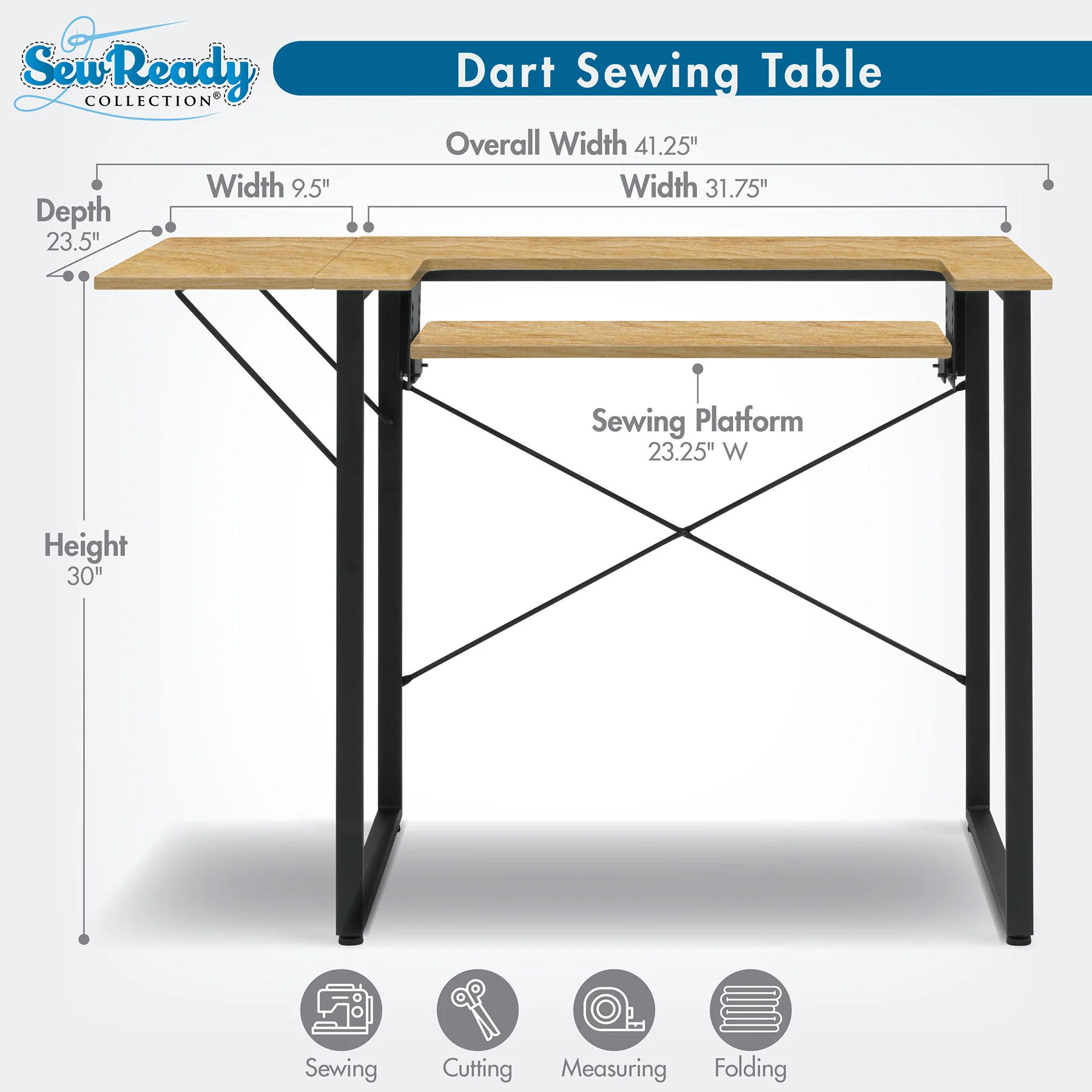Dart Sewing Table Graphite / Ashwood 3 Dart Sewing Table Graphite / Ashwood