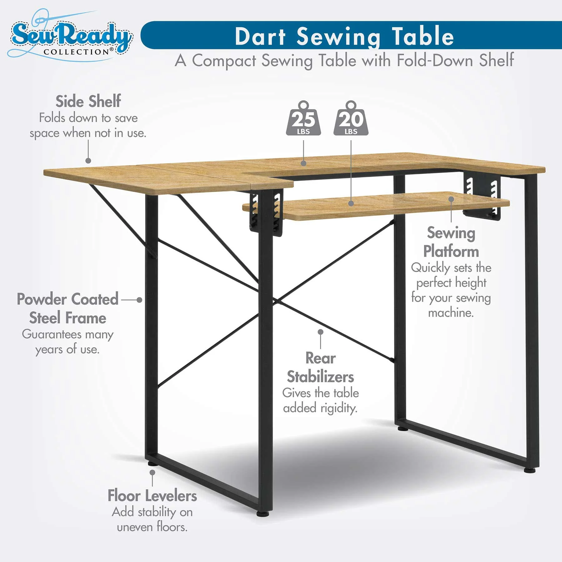 Dart Sewing Table Graphite / Ashwood 4 Dart Sewing Table Graphite / Ashwood
