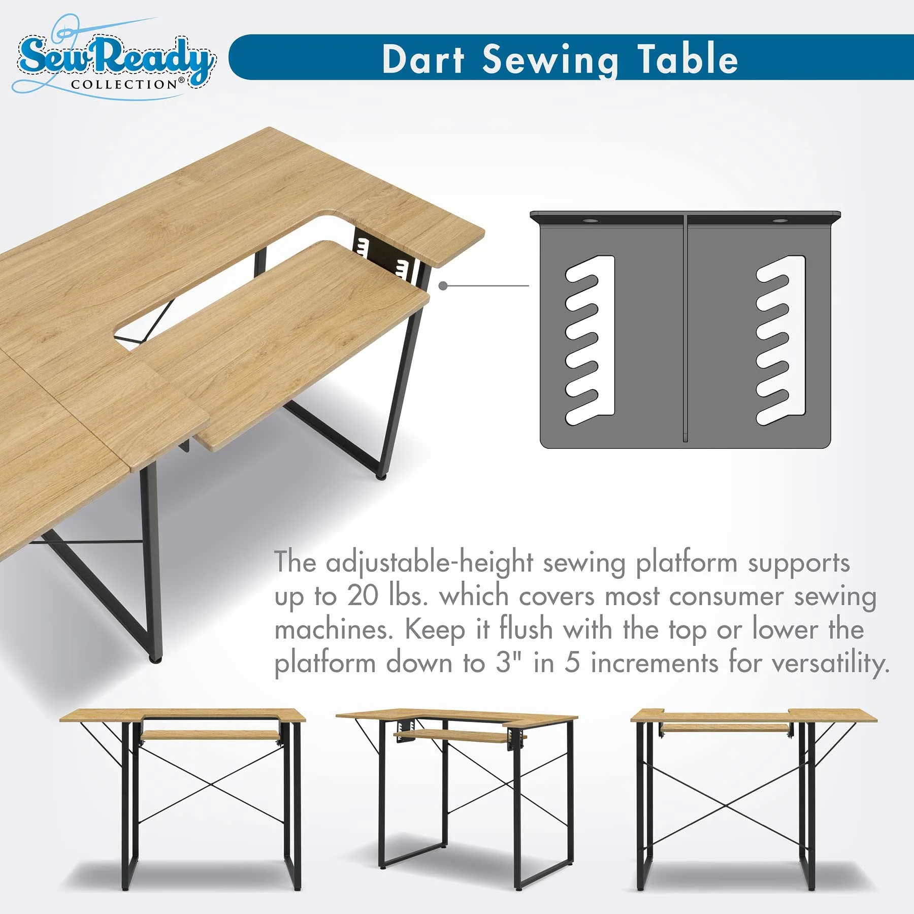 Dart Sewing Table Graphite / Ashwood 5 Dart Sewing Table Graphite / Ashwood