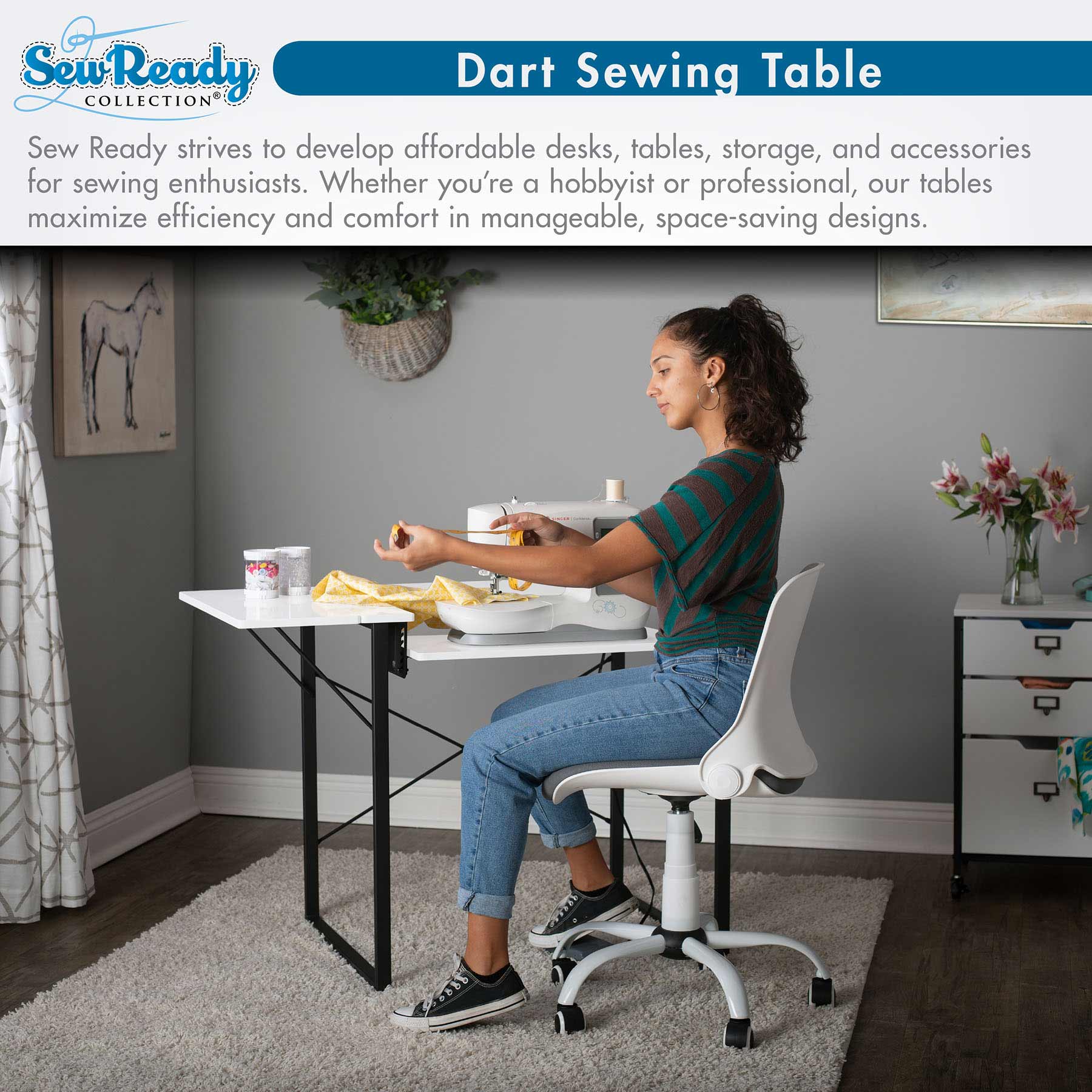 Dart Sewing Table Graphite / White 3 Dart Sewing Table Graphite / White