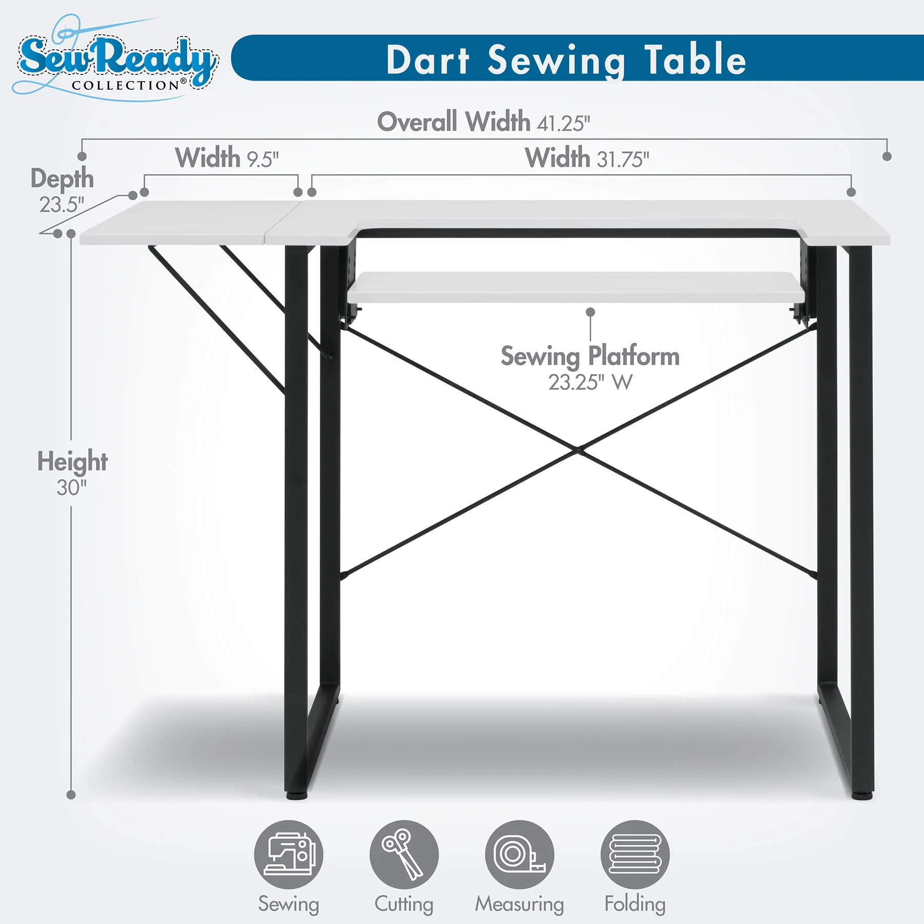Dart Sewing Table Graphite / White 5 Dart Sewing Table Graphite / White