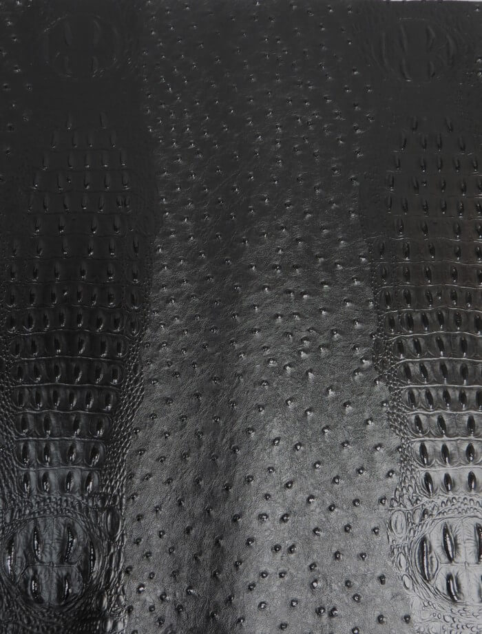 Death Black Mutant Ostrich Gator Embossed Vinyl Fabric / Sold By The Yard 2 Death Black Mutant Ostrich Gator Embossed Vinyl Fabric / Sold By The Yard