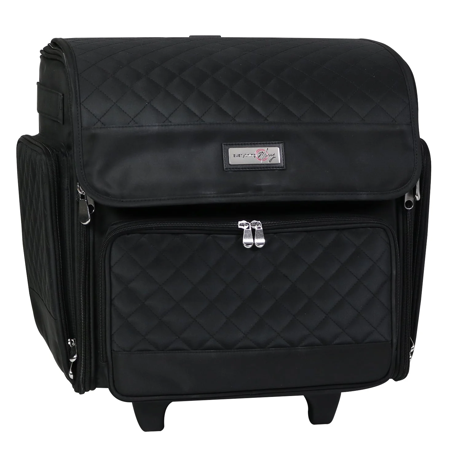 Deluxe Collapsible Rolling Craft Case, Black Quilted