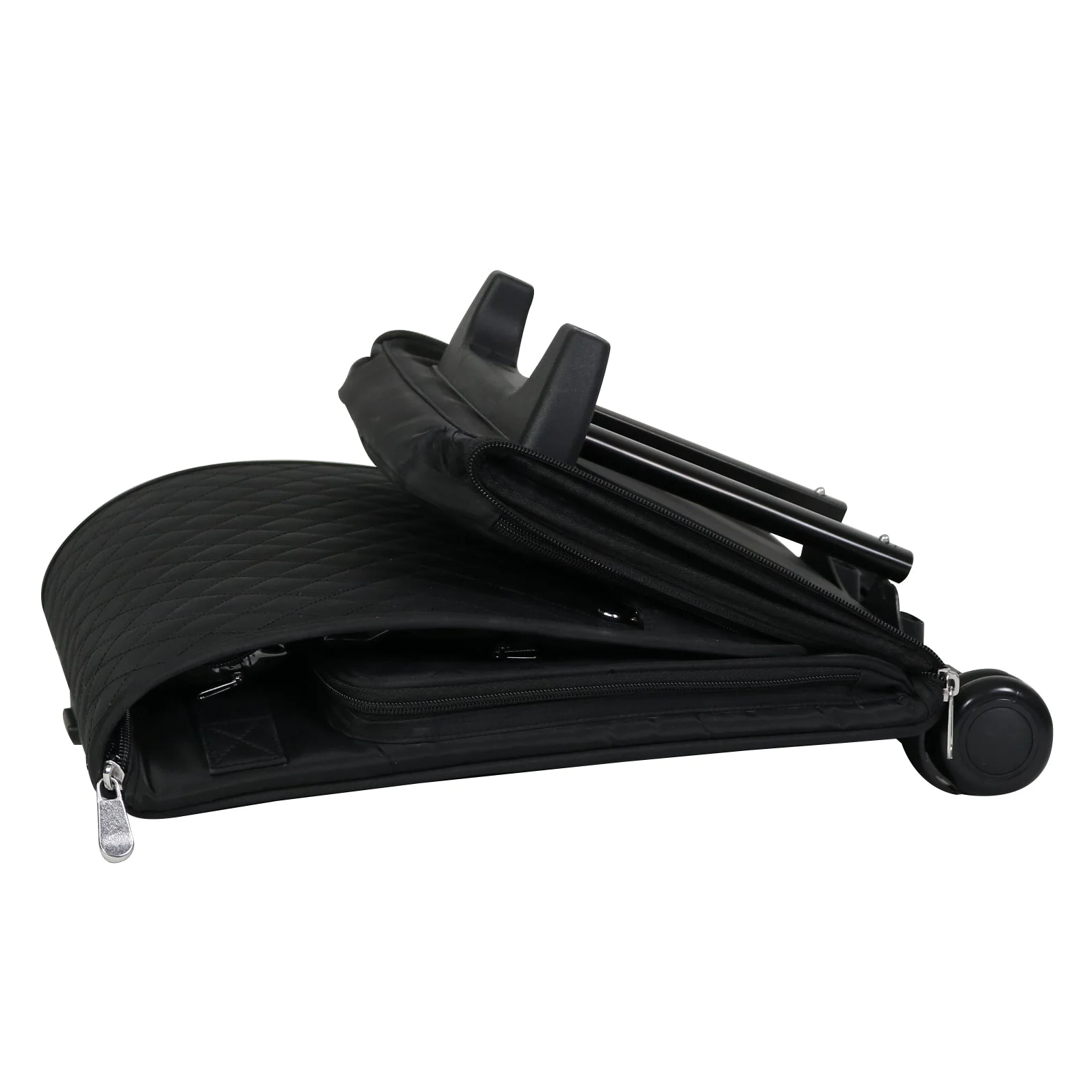 Deluxe Collapsible Rolling Craft Case, Black Quilted 3 Deluxe Collapsible Rolling Craft Case, Black Quilted