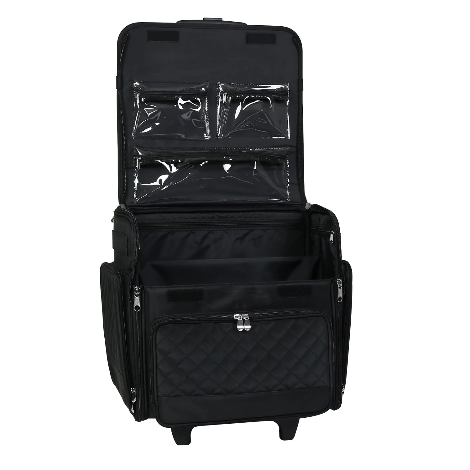 Deluxe Collapsible Rolling Craft Case, Black Quilted 7 Deluxe Collapsible Rolling Craft Case, Black Quilted