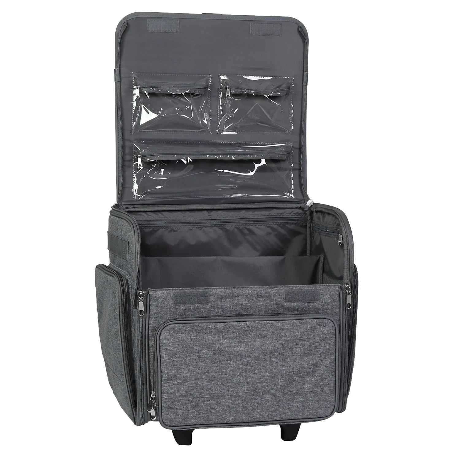 Deluxe Collapsible Rolling Craft Case, Heather 3 Deluxe Collapsible Rolling Craft Case, Heather