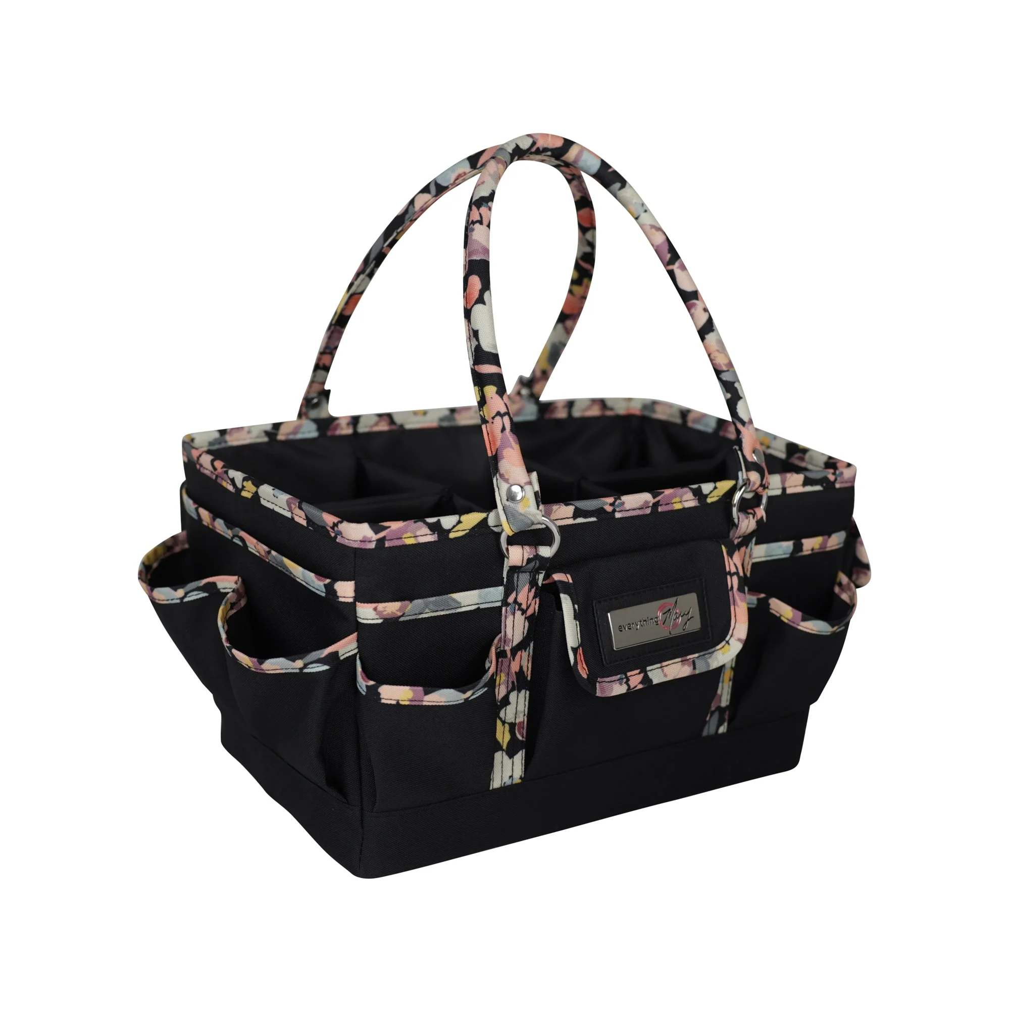Deluxe Store & Tote Craft Organizer, Black & Floral Trim 1 Deluxe Store & Tote Craft Organizer, Black & Floral Trim