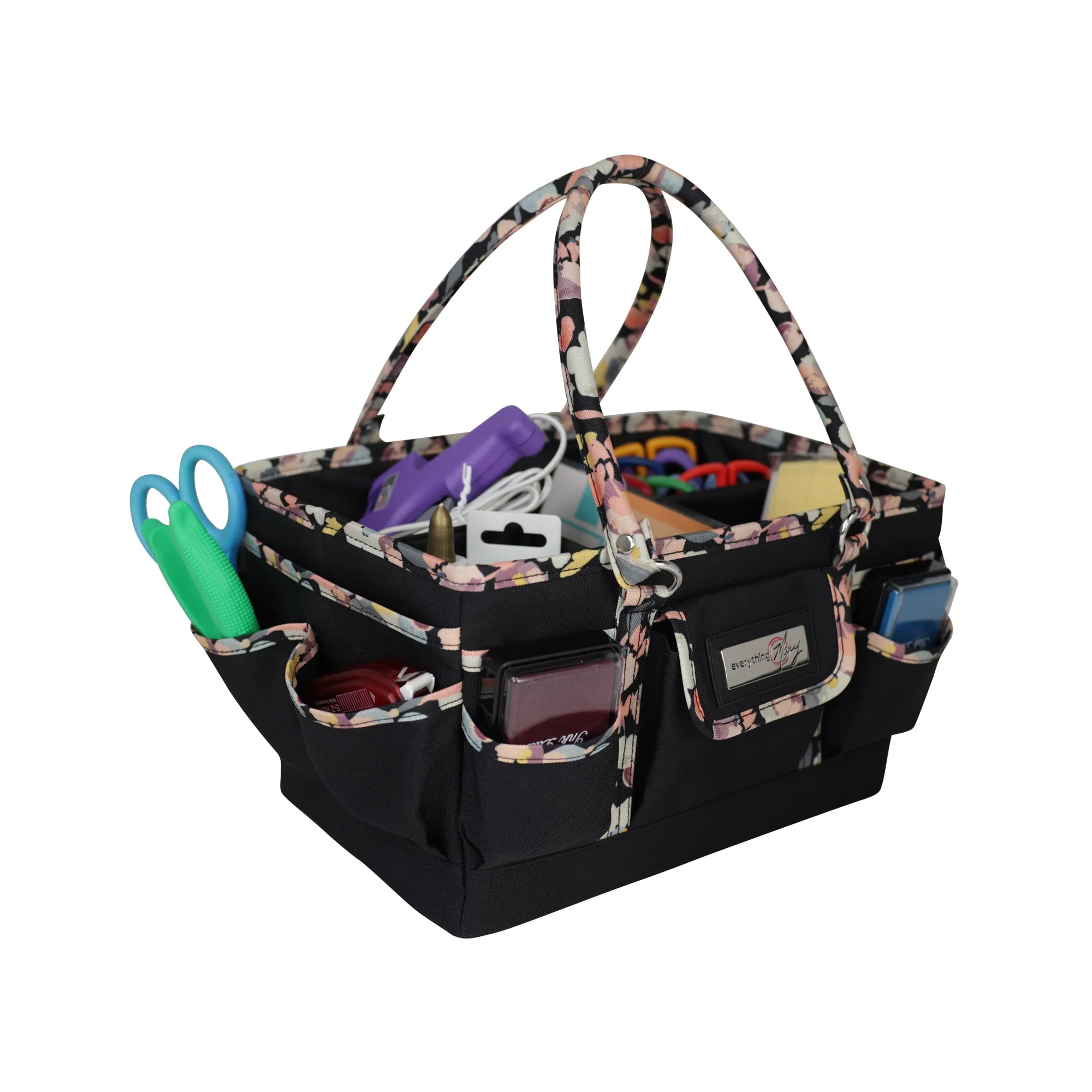 Deluxe Store & Tote Craft Organizer, Black & Floral Trim 2 Deluxe Store & Tote Craft Organizer, Black & Floral Trim