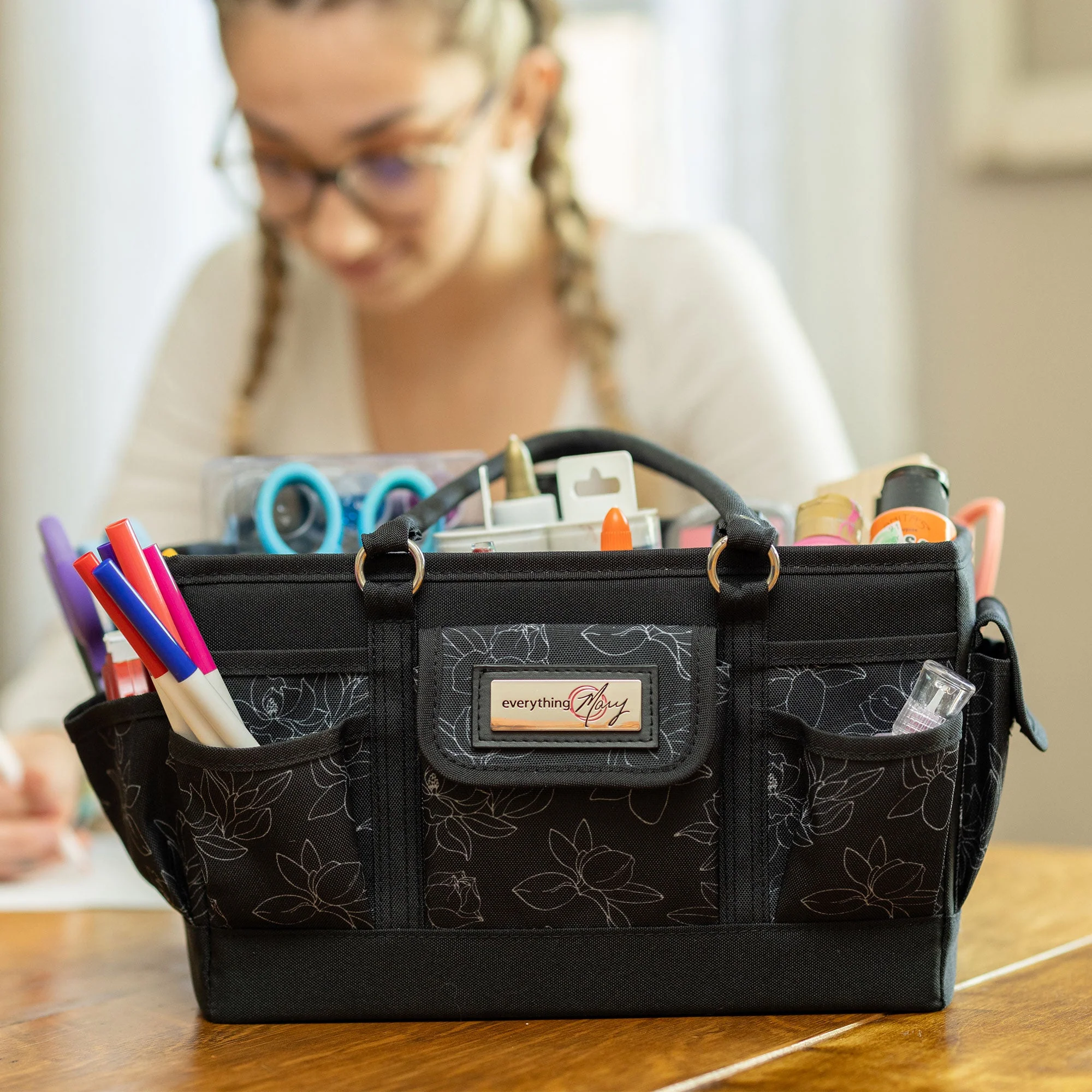 Deluxe Store & Tote Craft Organizer, Black & White Floral 4 Deluxe Store & Tote Craft Organizer, Black & White Floral