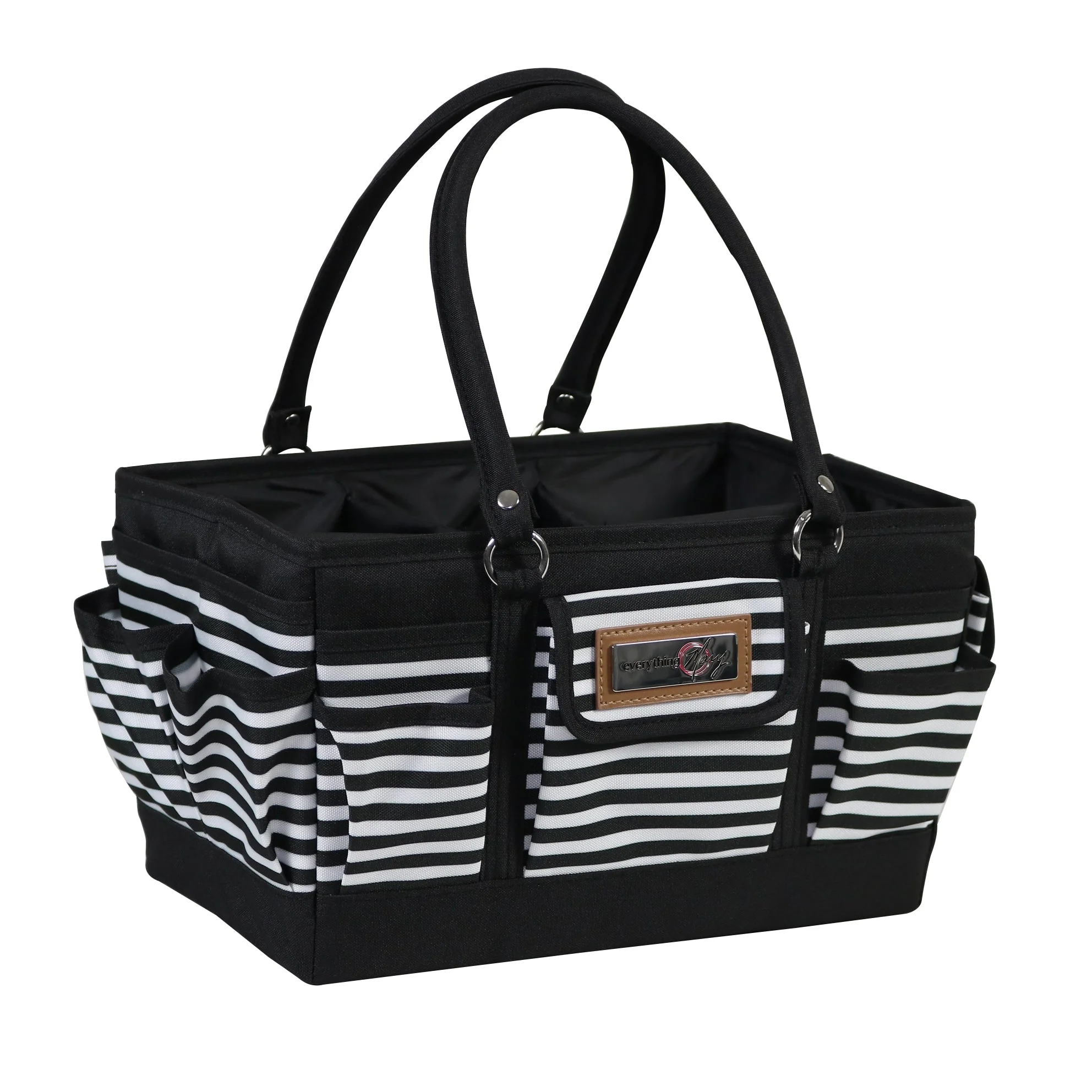 Deluxe Store & Tote Craft Organizer, Black & White Stripes 1 Deluxe Store & Tote Craft Organizer, Black & White Stripes