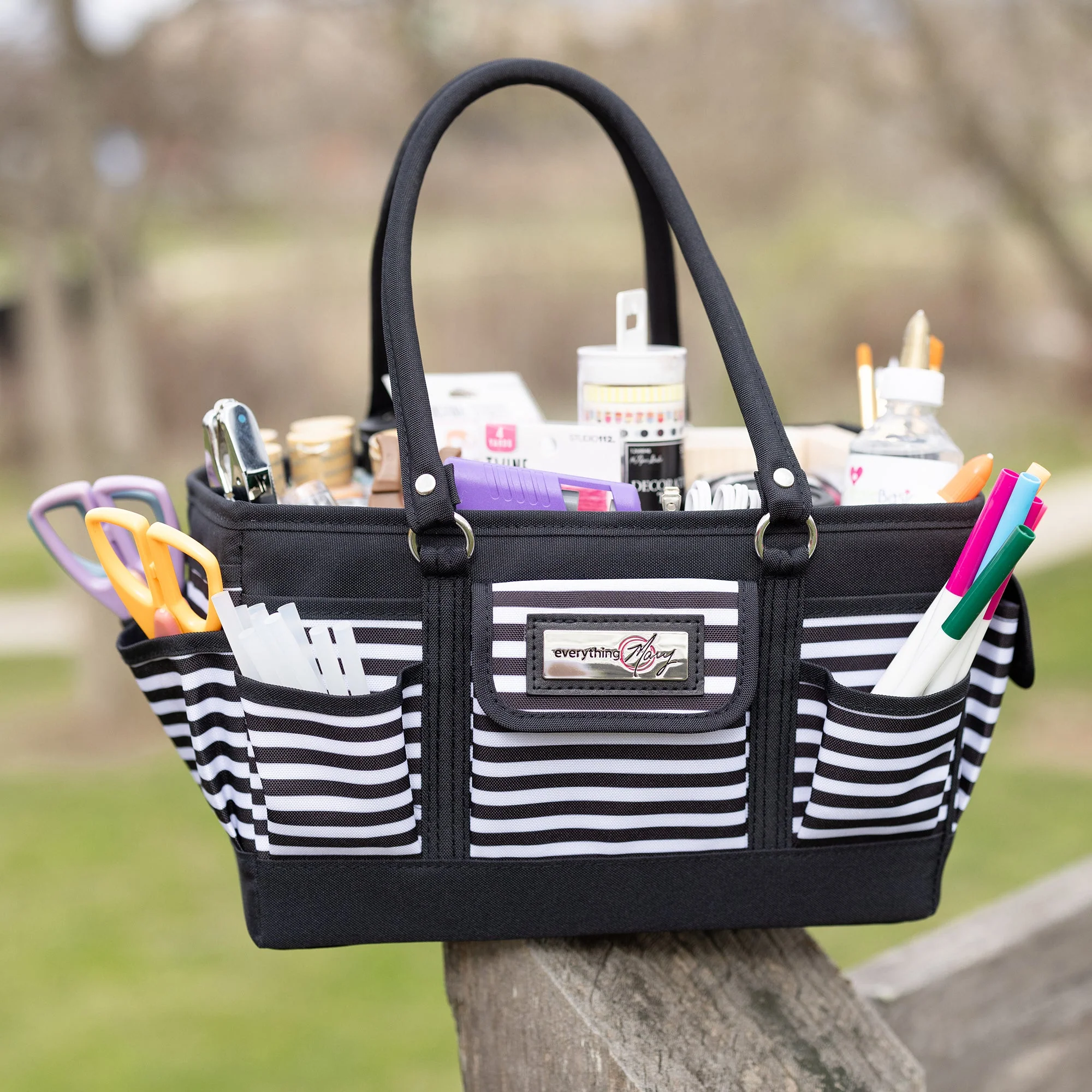 Deluxe Store & Tote Craft Organizer, Black & White Stripes 4 Deluxe Store & Tote Craft Organizer, Black & White Stripes