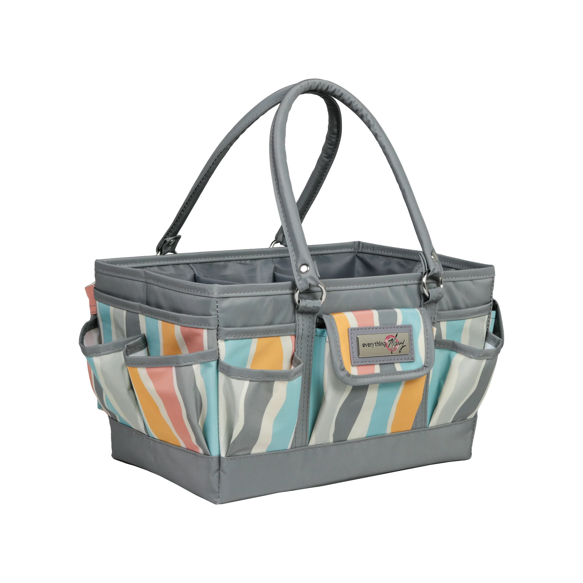 Deluxe Store & Tote Craft Organizer, Grey Stripes 1 Deluxe Store & Tote Craft Organizer, Grey Stripes