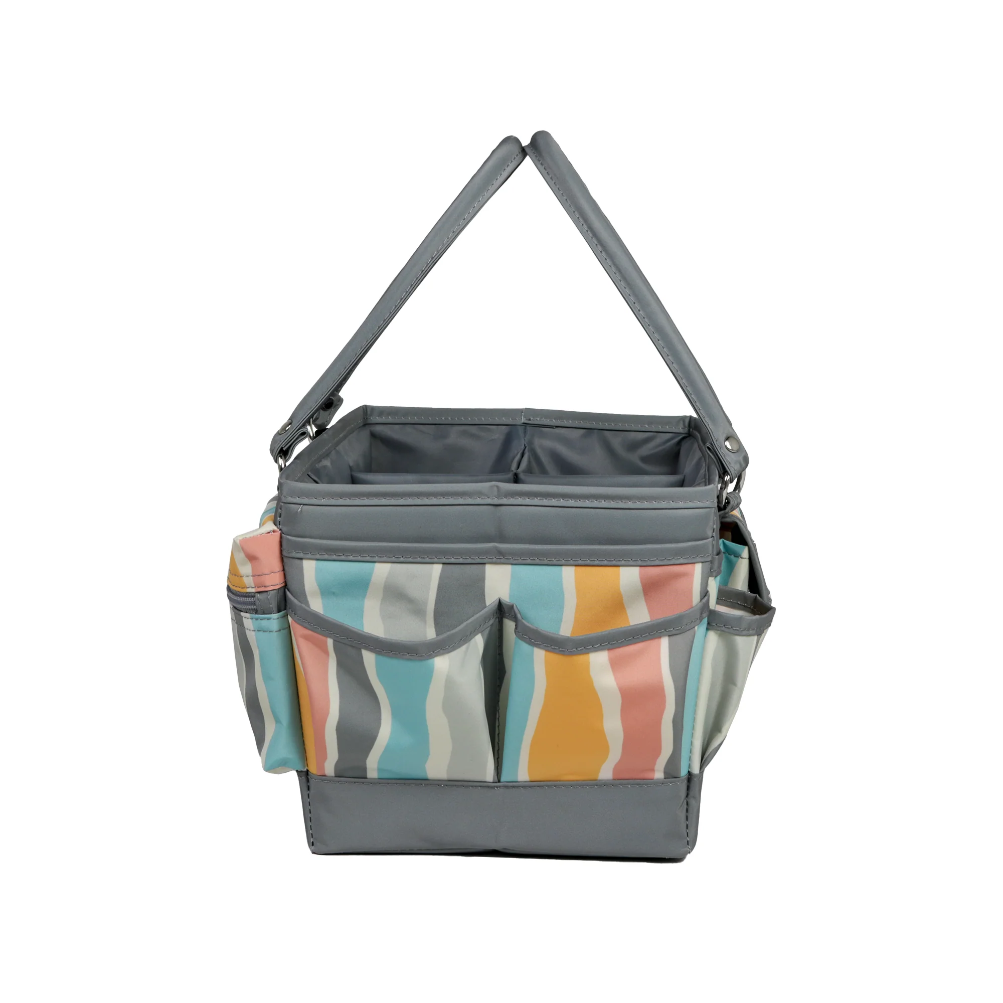 Deluxe Store & Tote Craft Organizer, Grey Stripes 3 Deluxe Store & Tote Craft Organizer, Grey Stripes