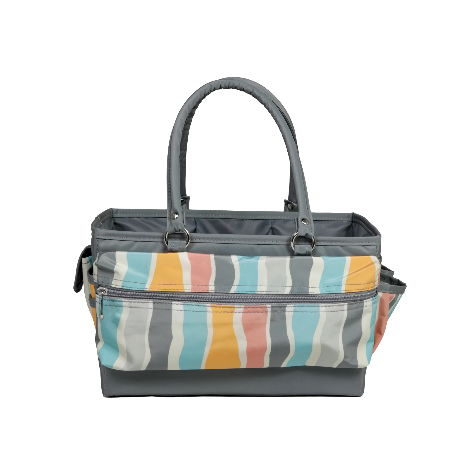 Deluxe Store & Tote Craft Organizer, Grey Stripes 4 Deluxe Store & Tote Craft Organizer, Grey Stripes