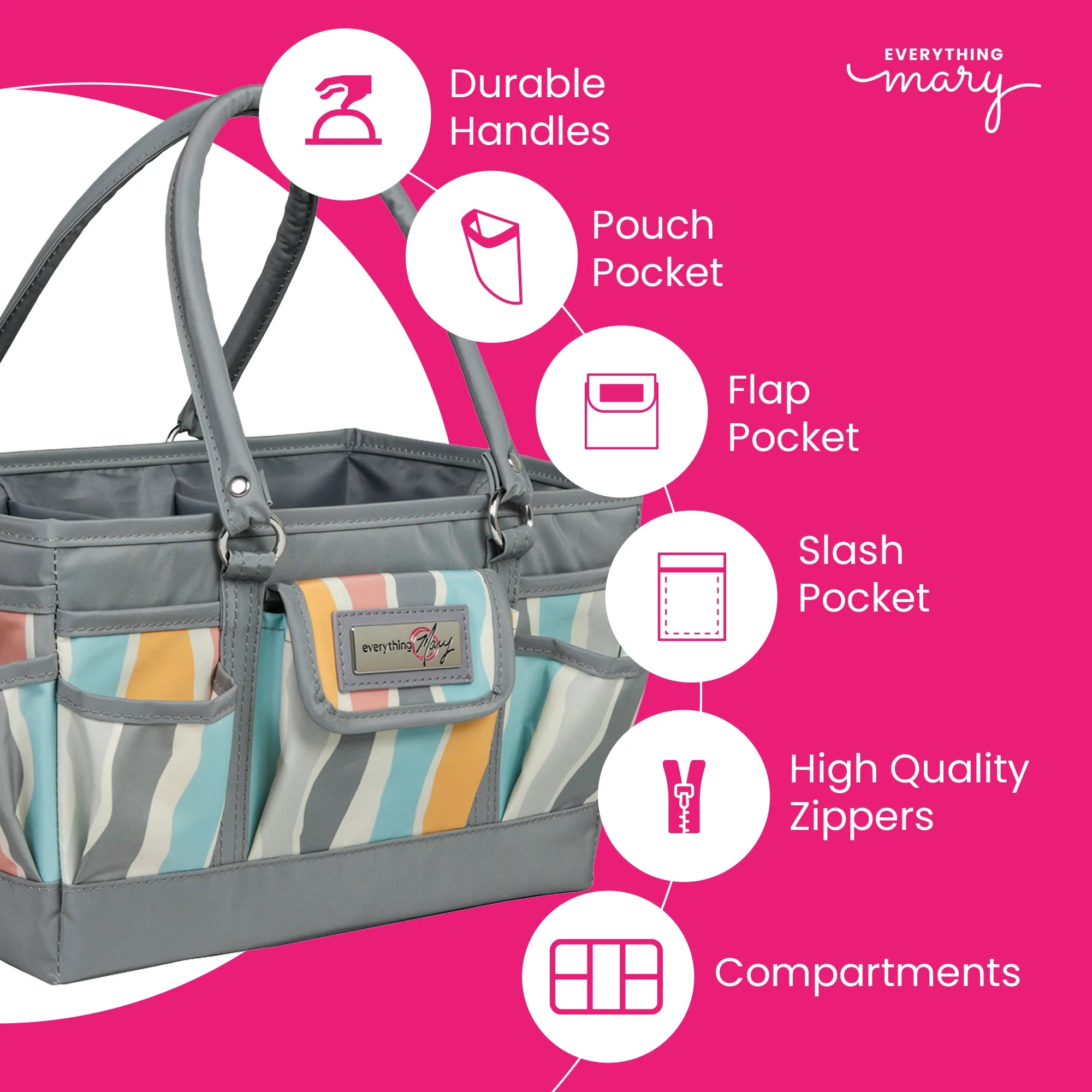 Deluxe Store & Tote Craft Organizer, Grey Stripes 6 Deluxe Store & Tote Craft Organizer, Grey Stripes