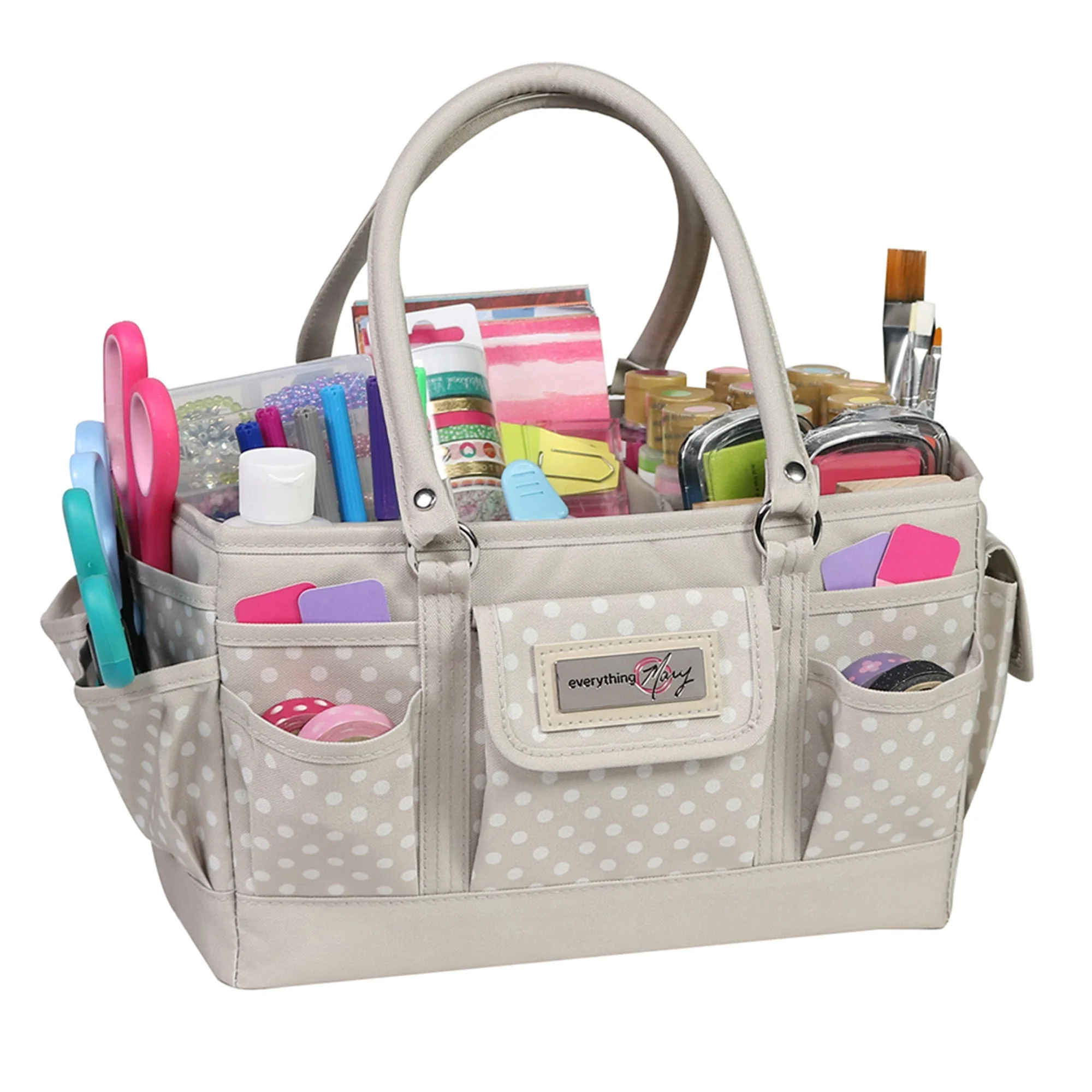 Deluxe Store & Tote Craft Organizer, Tan Dot 2 Deluxe Store & Tote Craft Organizer, Tan Dot