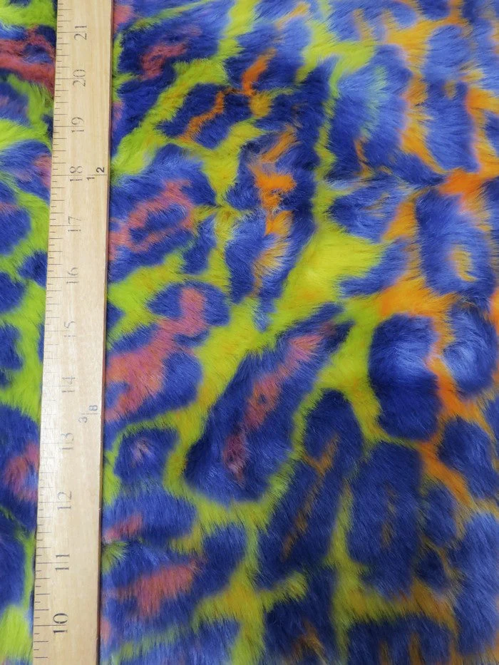 Ecoshag Hippie Jaguar Faux Fur Fabric / Fuchsia - Dark Purple - Green 3 Ecoshag Hippie Jaguar Faux Fur Fabric / Fuchsia - Dark Purple - Green
